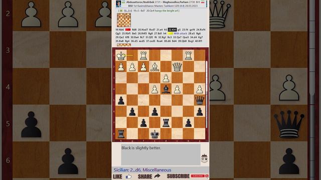 1st “Rustam Kasimdzhanov Cup” (Masters) - Round: 4.4 || Nodirbek Abdusattorov vs Parham Maghsoodloo