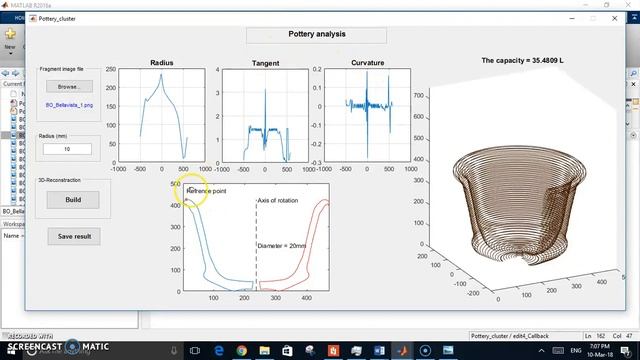 Pottery analysis and 3D reconstruction from a fragment MATLAB смотреть онлайн