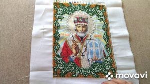 27. Процесс вышивки и готовый результат. Икона Николай Чудотворец