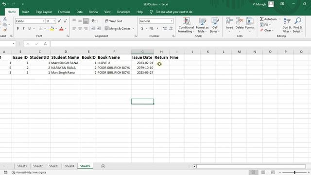 SLMS-9 Advance Books Return Userform in Excel VBA - Man Singh Rana