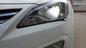 Solaris 2014 Bi LED / Установка светодиодных линз на Hyundai Solaris