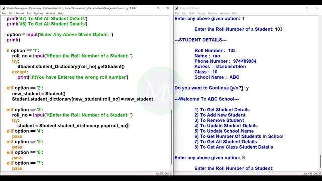 Python Student Management System Mini Project Using Object Oriented Programming(oops) In Telugu