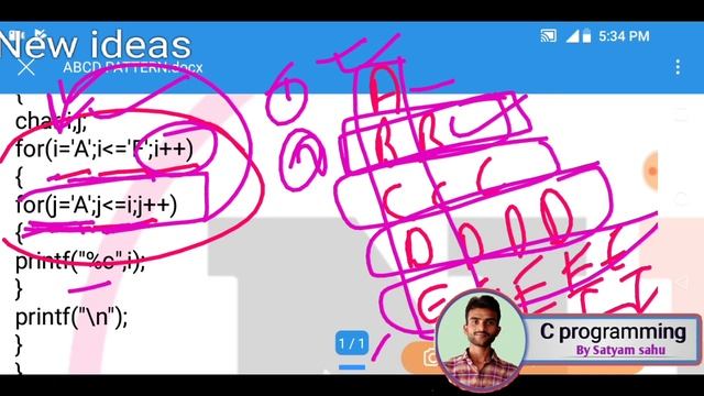 A BB CCC DDDD pattern print program in hindi pttern printing in c programming смотреть онлайн