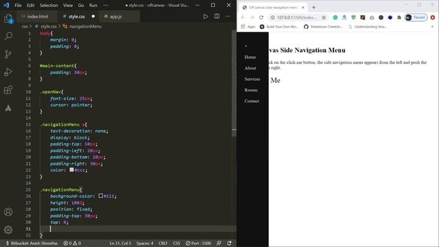 How To Create a Simple Off-Canvas Sidebar Navigation Menu - A beginner HTML and CSS tutorial