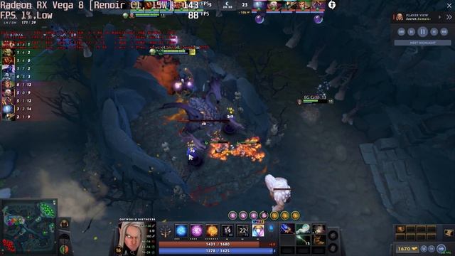 ? AMD Radeon RX Vega 8 [R4000/5000, 15W] - Dota 2 gameplay benchmarks (1080p)