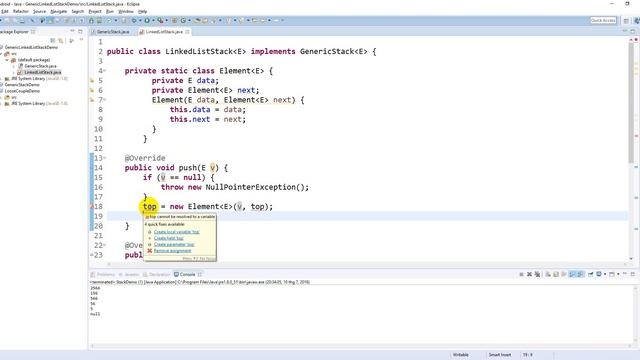 Generic Linked List Stack in Java смотреть онлайн