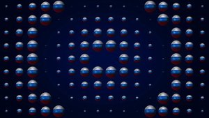 Фон с российским флажками, разбегающимися кругами. Абстракция. Зацикленный футаж в 4K.