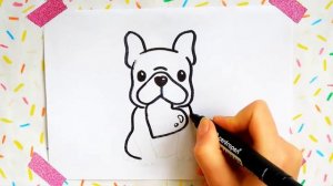 HOW TO DRAW A DOG FRENCH BULLDOG for kids. КАК НАРИСОВАТЬ СОБАКУ ФРАНЦУЗСКИЙ БУЛЬДОГ для детей.