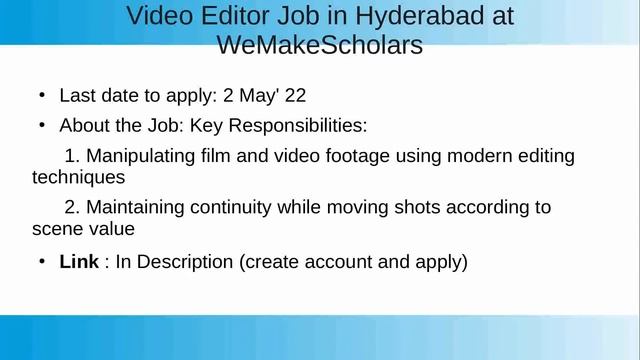 Hiring for Video Editors. Apply before 2 May 2022. смотреть онлайн