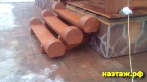 Уличная лестница из брёвен