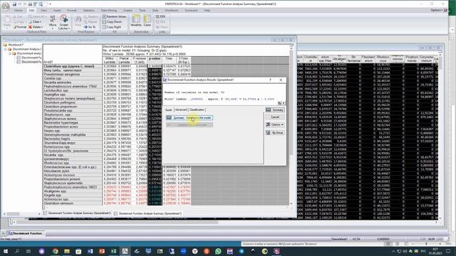 Линейный дискриминантный анализ в Statistica 10