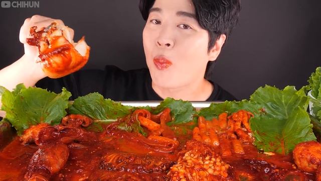ASMR MUKBANG | SPICY SEAFOOD BOIL ?? ENOKI MUSHROOM SAUSAGE FIRE NOODLES SQUID OCTOPUS EATING 먹방