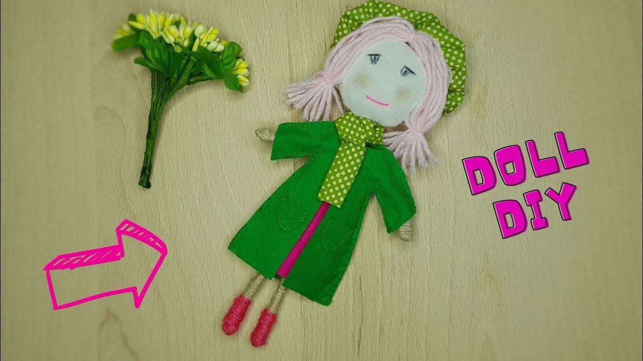 DIY Cute Doll in a Green Coat. Detailed Tutorial смотреть онлайн