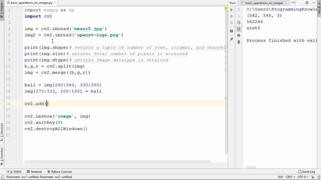 OpenCV Python Tutorial For Beginners 10 - Basic and Arithmetic Operations on Images