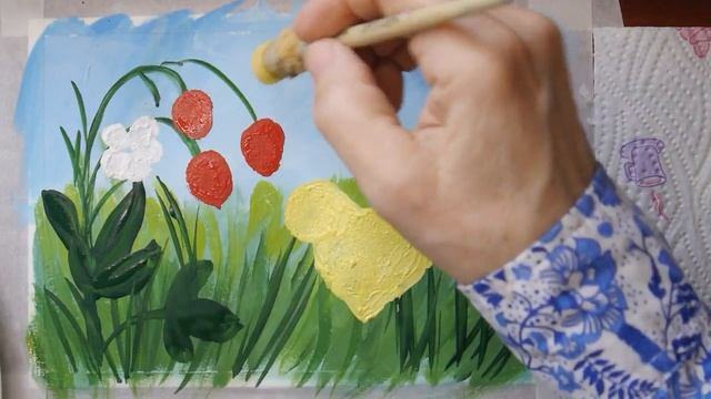 Цыплёнок и ягоды//Рисовать просто//гуашь смотреть онлайн