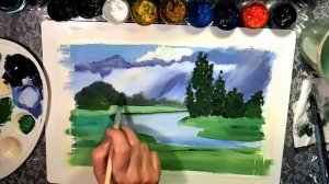 Как нарисовать пейзаж гуашью. Рисуем лето!