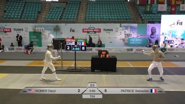 Tunis Grand Prix 2024 SMS - L64 - Daryl Homer USA v Sebastien Patrice FRA смотреть онлайн