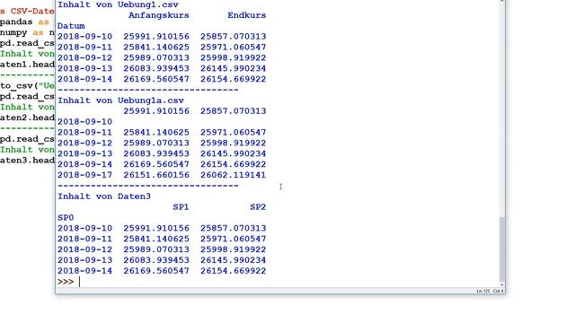 Python Tutorial 0099 für Anfänger pandas CSV Dateien Spalten 3 #Python #pythontutorial