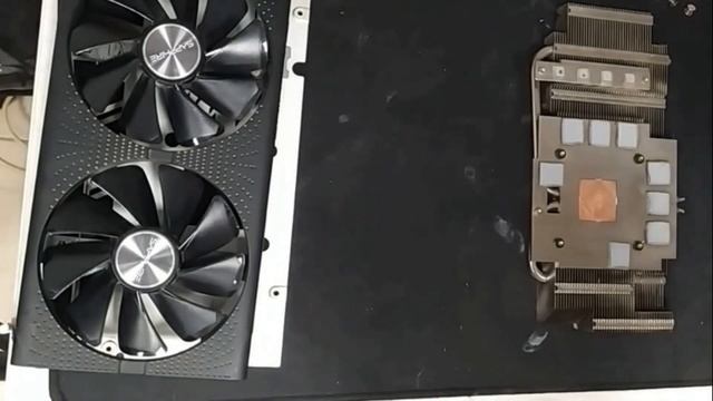 Полное обслуживание видеокарты Sapphire RX580 pulse 8gb/Замена термоинтерфейса на видеокарте