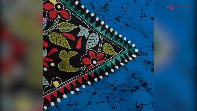 Pure Silk Batik Kantha Stitch Saree with Silk Mark Tag || Video 3