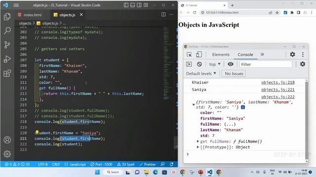 Objects - Getters and Setters - Part-6 || JavaScript tutorial for Beginners || Tutorial - 33