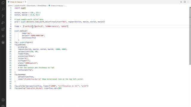 Plot three dimensional geospatial map in Python