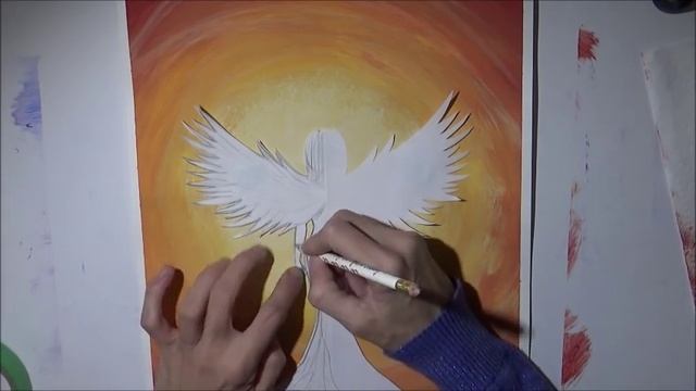 Acrylic Painting - Angel Silhouette смотреть онлайн