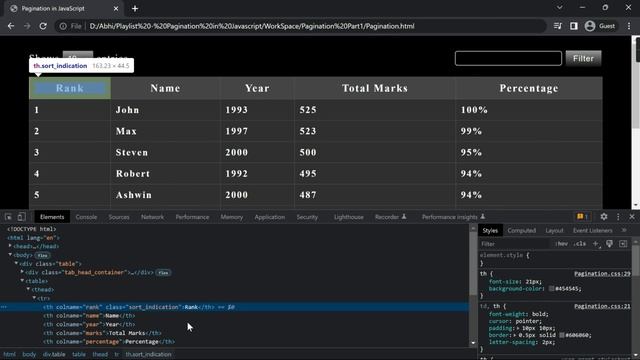 JavaScript Pagination Tutorial #6: Sort Table Data with Multiple Columns using JavaScript?