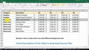 Excel Tutorial - How To Change Background Color for a Row in 1 min