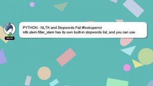 PYTHON : NLTK and Stopwords Fail #lookuperror