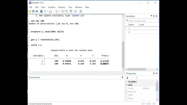 Shapiro-Wilk Test of Normality in Stata смотреть онлайн