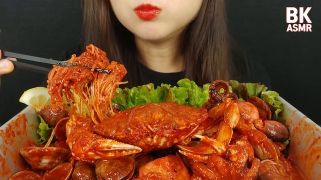 ASMR SPICY SEAFOOD CRAB, OCTOPUS, SHRIMP 크랩,새우,주꾸미 해물찜MUKBANG REAL SOUNDS