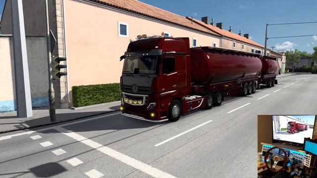 ETS Mercedes Actros Amsterdam to Hannover with Feldbinder Cistern Trailer Combo