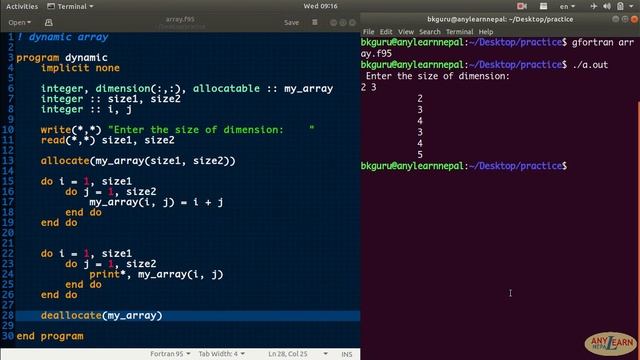 Learn Fortran  dynamic ARRAY | data & where statement | Fortran Tutorial 17