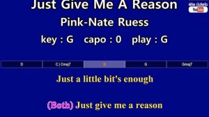 Just Give Me A Reason - Pink-Nate Ruess (Karaoke & Easy Guitar Chords) Key : G