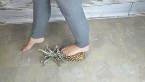 Barefoot Crush! Making Pineapple Juice! *Fetish ASMR* Walkover 18+ Super Juicy! POV