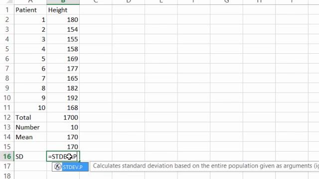 Statistics Lecture 1, Descriptive Statistics; Example using Excel 2013