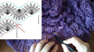 Шаль на вилке из пряжи с кашемиром