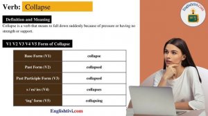 collapse V1 V2 V3 V4 V5 Base Form, Past Simple, Past Participle Form of collapse | Englishtivi.com