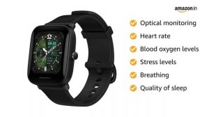 Amazfit Bip U Pro Smart Watch with Built-in Alexa, 9-Day Battery Life. Large HD Display (Black)