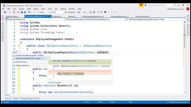 Repository pattern in asp net core