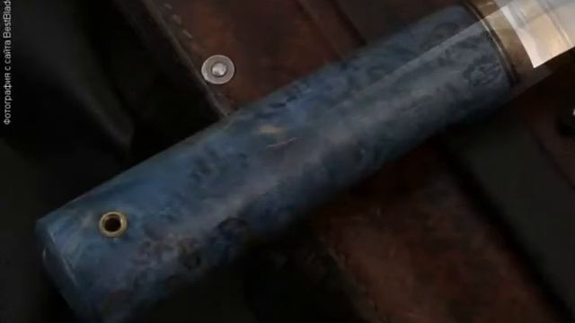 Товарищество Завьялова нож Якут большой Н-54 (K340, синее стабилизированное дерево) смотреть онлайн