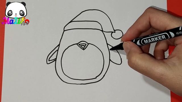 Как нарисовать пингвина | How to draw a New Year Penguin | Новогодние рисунки | Рисуем пингвина