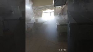 Обработка помещений детского лагеря с помощью дезинфицирующего раствора "АКВАЭХА" и установки Туман
