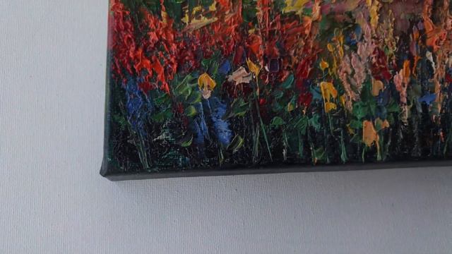 Картина маслом на холсте пейзаж: Лето красное Oil painting on canvas landscape flowers: Summer red смотреть онлайн