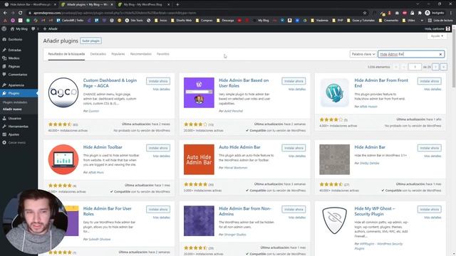Ocultar la barra de administrador en WordPress - Tutorial plugin Hide Admin Bar смотреть онлайн