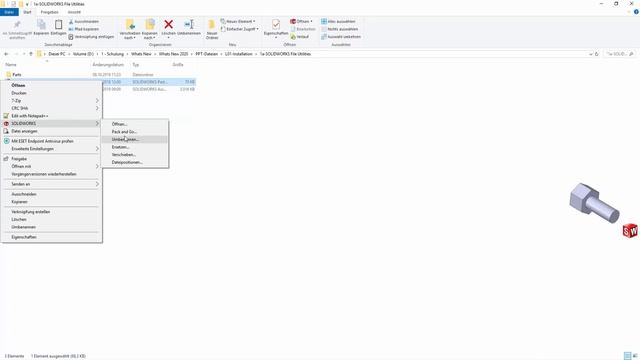 SOLIDWORKS 2020 - Installation - SOLIDWORKS File Utilities Ersetzen SOLIDWORKS Explorer