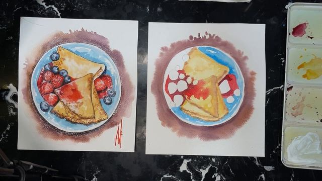 Скетчинг акварелью, рисуем завтрак акварелью в стиле скетчинга смотреть онлайн