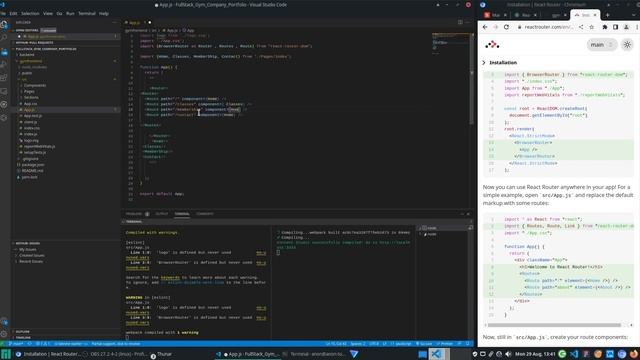 Build A Full Stack Gym In React JavaScript   - #04 - Routing Pages With React Router Dom V6 .
