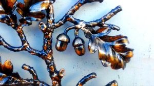 Кованые листья дуба и желуди дубовые на ветке из металла ковка в Днепропетровске